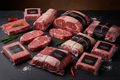 Half full blood Wagyu beef butchered and wrapped with all cuts